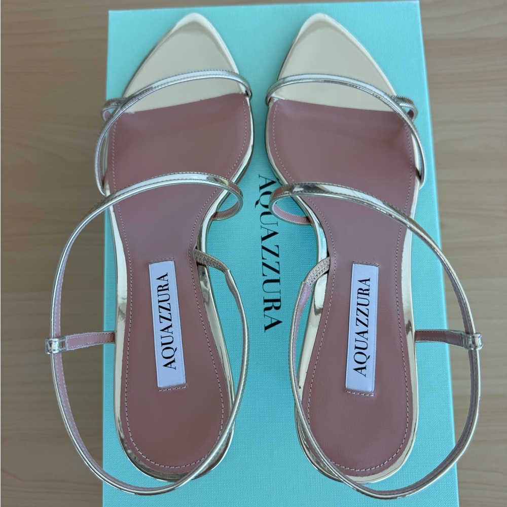 Aquazzura Tease 50mm Leather Kitten Heel Sandals